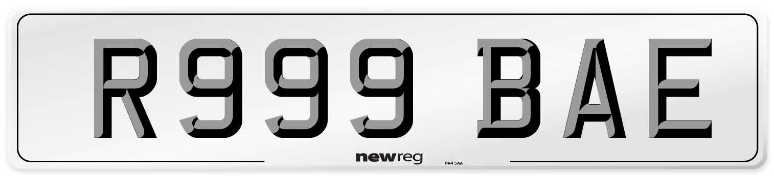 R999 BAE Number Plate from New Reg
